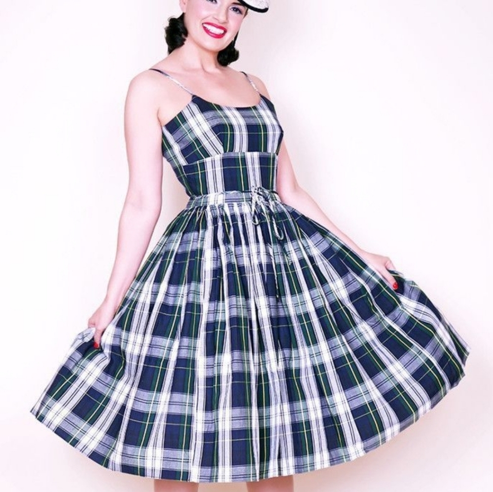 Bernie Dexter blue plaid Chelsea dress